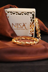 Nisa High Golden Polish White Stone Design Bangles For Women and Girls