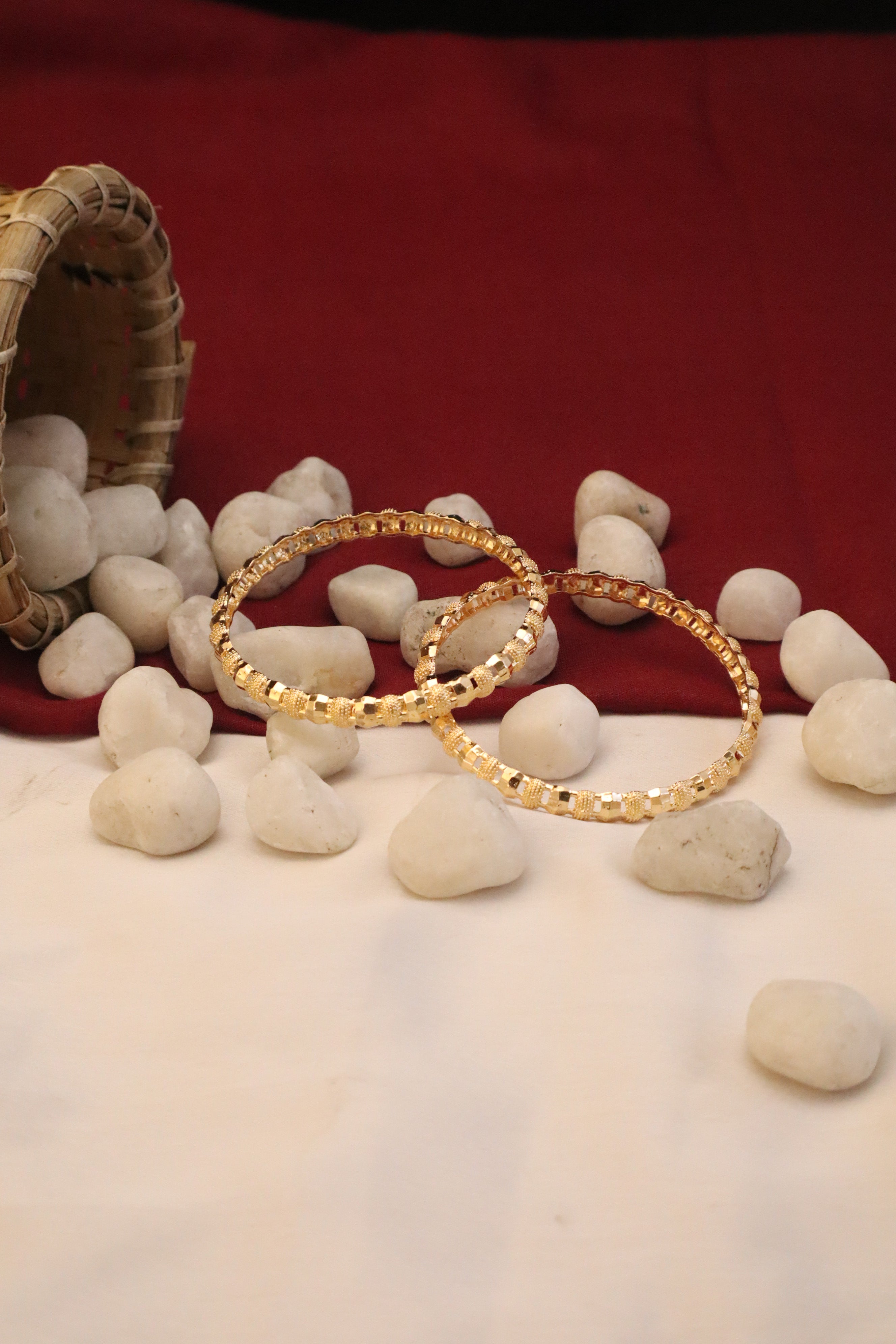 Nisa High Gold Polish Abstract  Design Bangles For Women and Girls.