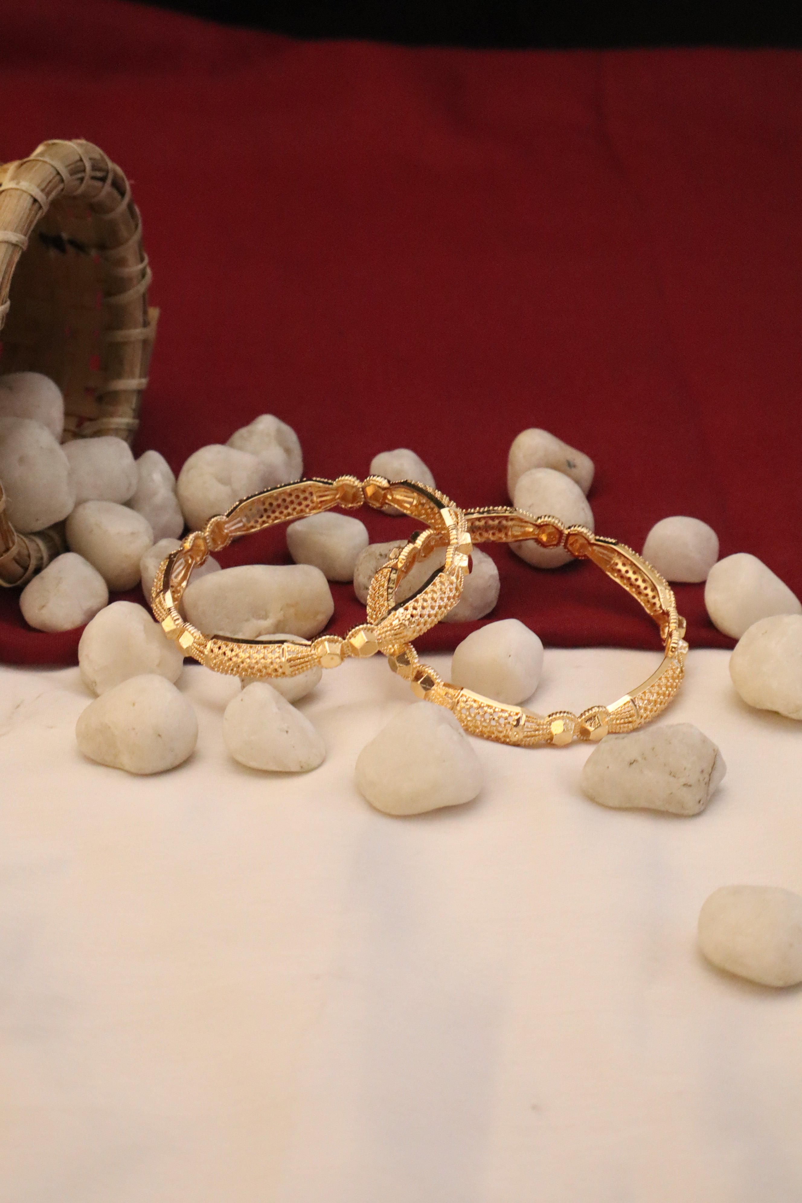 Nisa High Gold Polish Abstract  Design Bangles For Women and Girls.