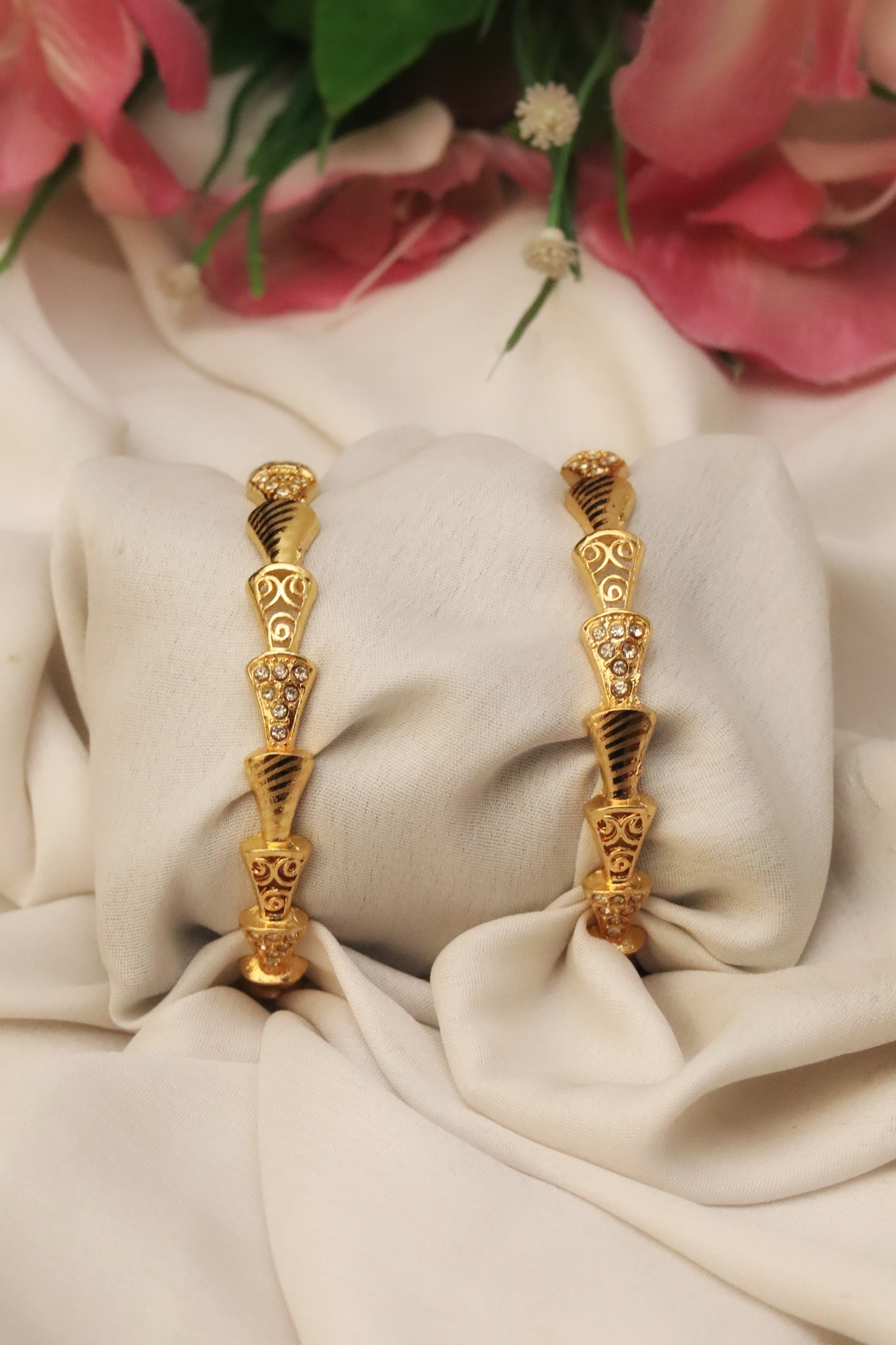 Nisa High Golden Polish  Design Bangles For Women and Girls.