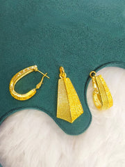 Dubai Style Gold-Tone Pendant and Earring Set