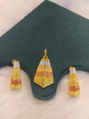 Dubai Style Gold-Tone Pendant and Earring Set