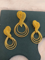 Dubai Style Gold-Tone Pendant and Earring Set