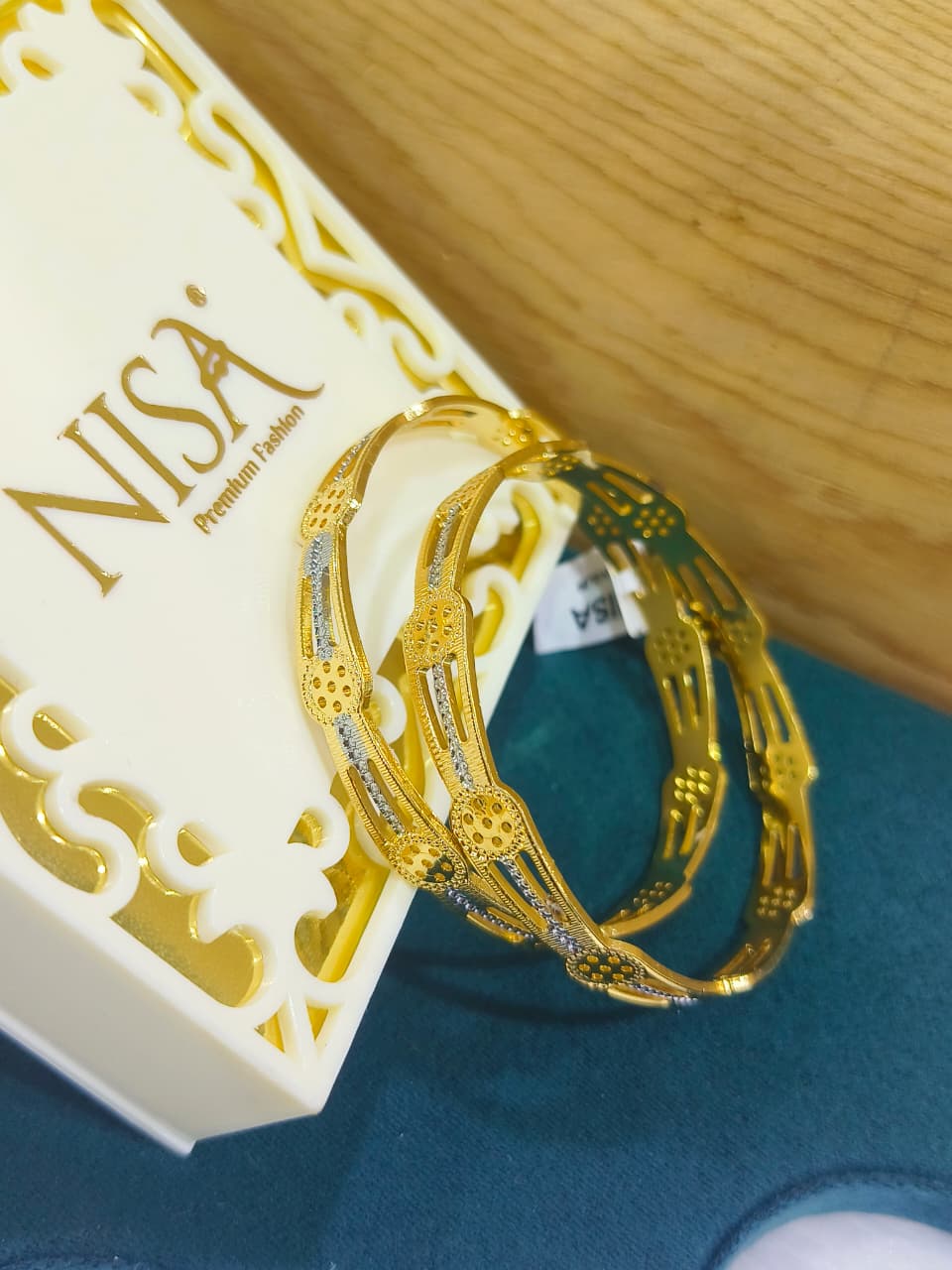 NISA Two-Tone Gold & Silver Designer Bangles