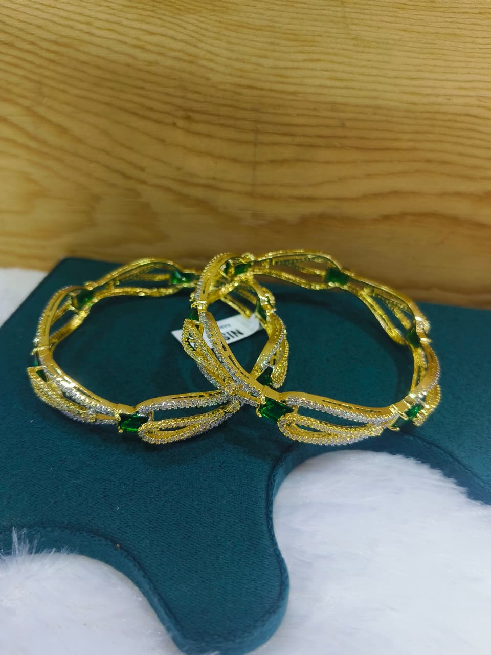 NISA Premium Fashion: Green & Sparkling AD Bangles