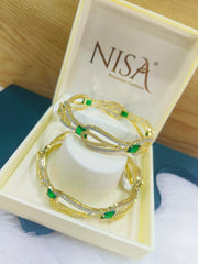 NISA Premium Fashion: Green & Sparkling AD Bangles