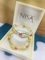 NISA Premium Fashion: Ruby Red & Sparkling AD Bangles
