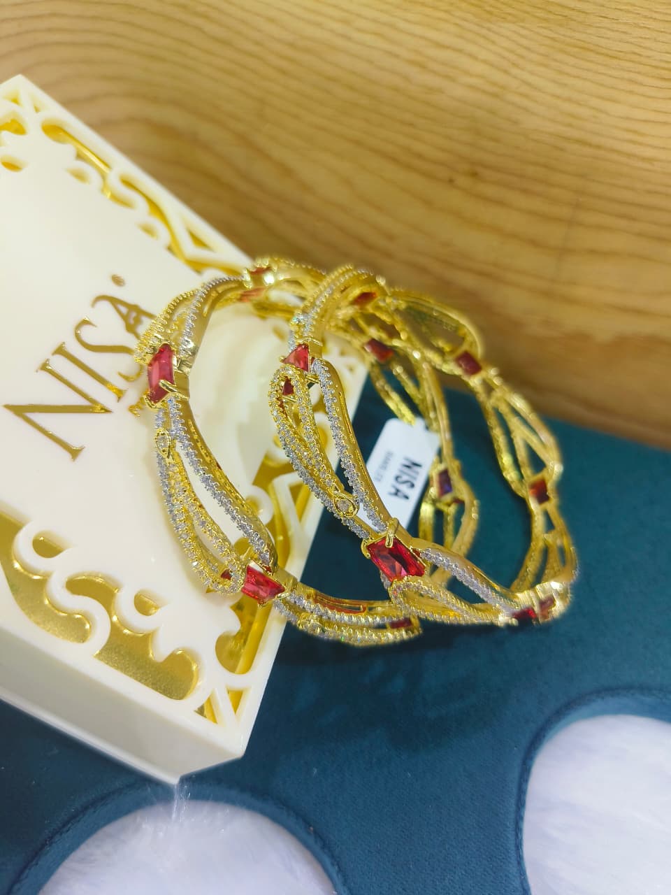 NISA Premium Fashion: Ruby Red & Sparkling AD Bangles