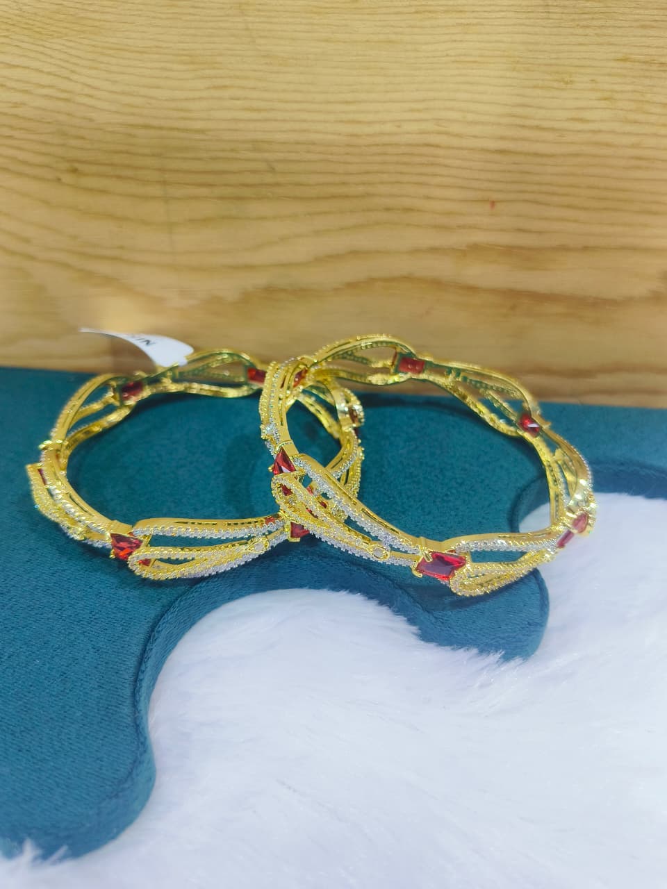 NISA Premium Fashion: Ruby Red & Sparkling AD Bangles