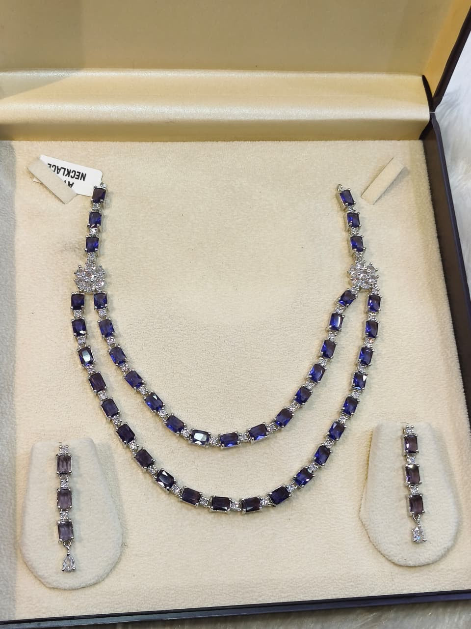 Purple Double-Strand AD Necklace & Drop Earring Set