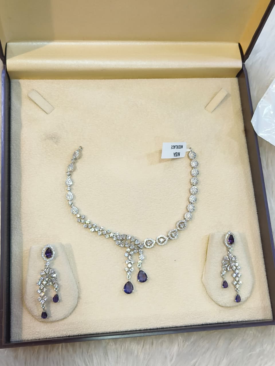 "Nisa" Royal Purple / Amethyst & AD Necklace Drop