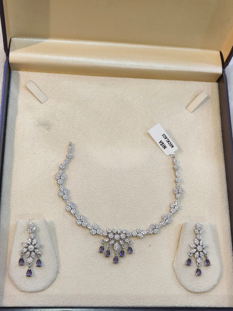 Purple Floral Bloom AD Necklace with Amethyst Accents