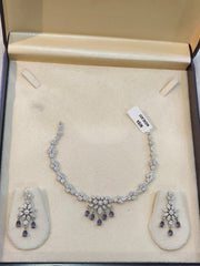 Purple Floral Bloom AD Necklace with Amethyst Accents