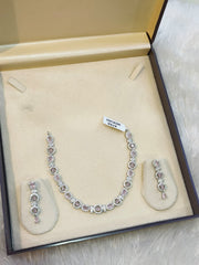 Pink Quartz & Halo AD Necklace