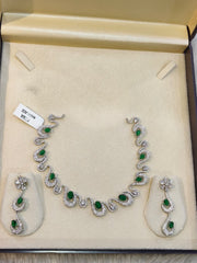 Emerald Green & AD Necklace Set