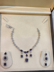 Royal Purple & Silver AD Necklace