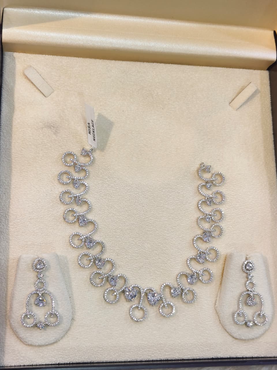 Nisa Ethereal Bloom AD Necklace & Earring Set