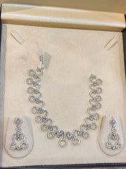 Nisa Ethereal Bloom AD Necklace & Earring Set