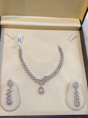 Pink Petal AD Necklace Set