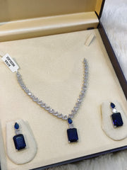 Sapphire Blue & Pear-Cut Zirconia AD Necklace Set