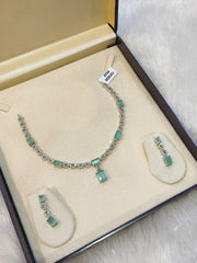 AYNA Seafoam Radiance AD Necklace Earring Set