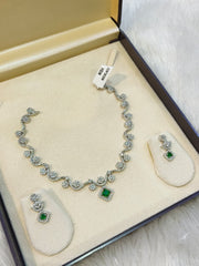 Nisa Emerald & Diamond-Cut AD Necklace Set
