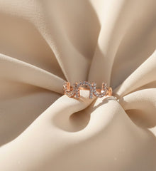Nisa Premium Rose-Gold Polish Delicate Pretty Design With Diamond Studded Fingering For Women and Girls