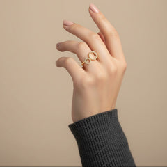 Nisa Premium Golden-Polish Gear Round Design With AD-Studded Fingering For Women and Girls