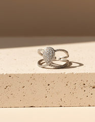 Nisa Premium Silver-Polish Cute Almond Shape Design With Diamond Studded Fingering For Women and Girls