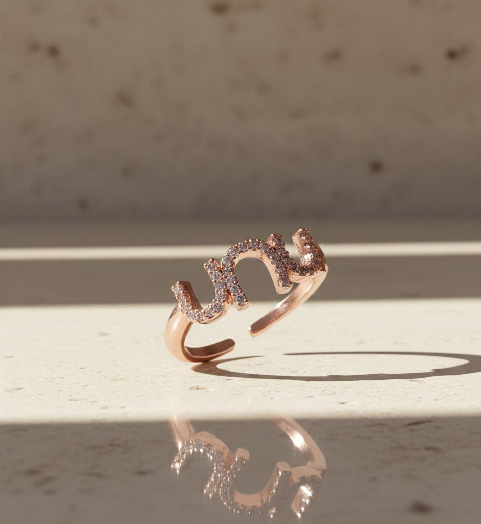 Nisa Premium Rose-Gold Polish Delicate Pretty Design With Diamond Studded Fingering For Women and Girls