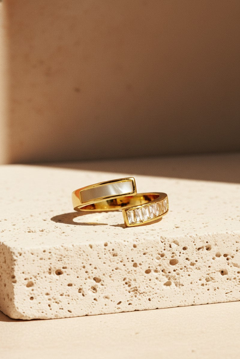 Nisa Premium Golden-Polish Delicate Design With Diamonds And Crystal Studded Fingering For Women and Girls