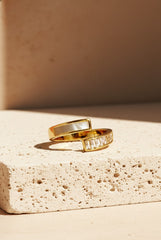 Nisa Premium Golden-Polish Delicate Design With Diamonds And Crystal Studded Fingering For Women and Girls