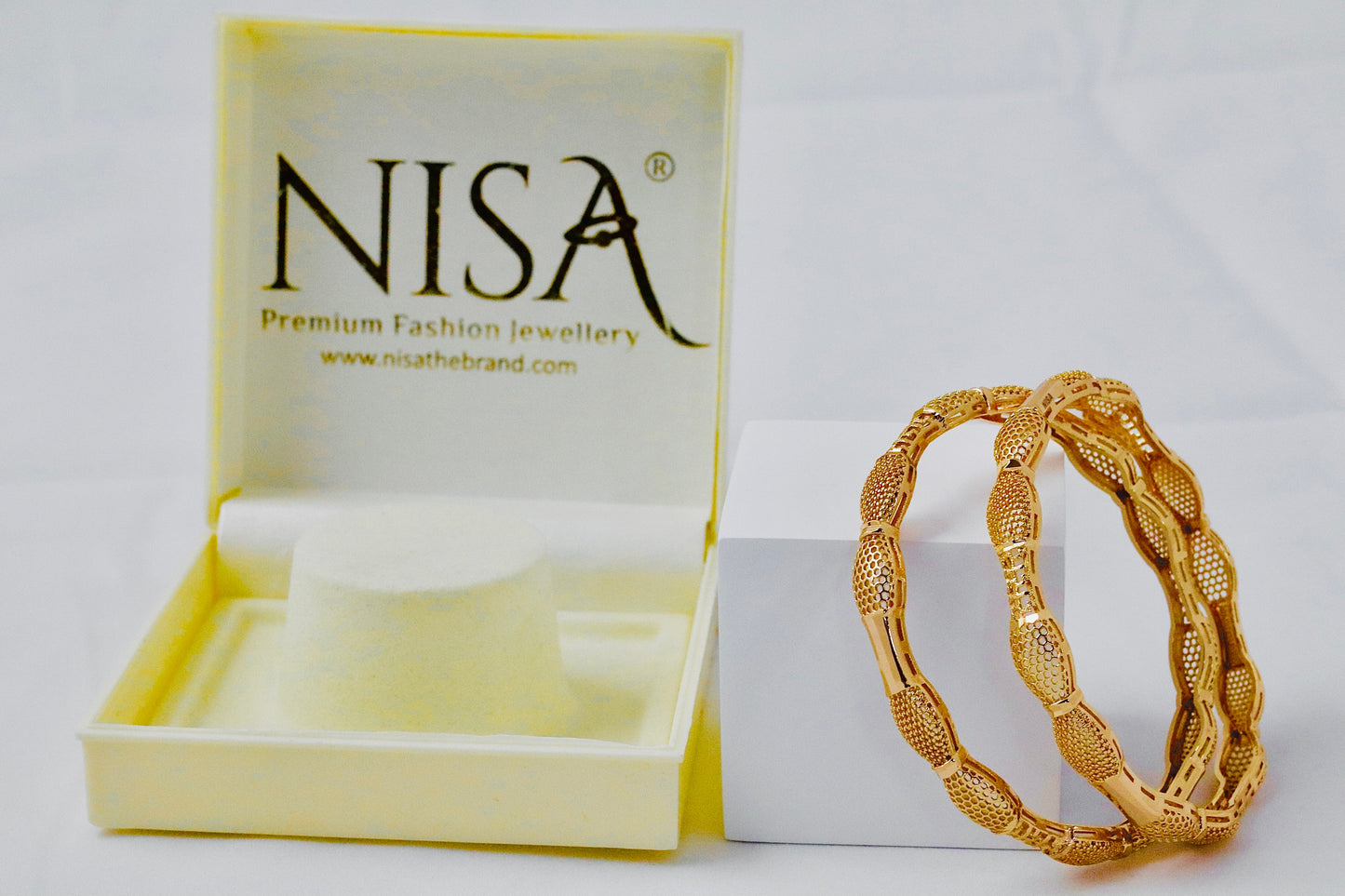 P-Nisa High Gold Polish Waves Shape Jaipuri Design Bangles For Women and Girls