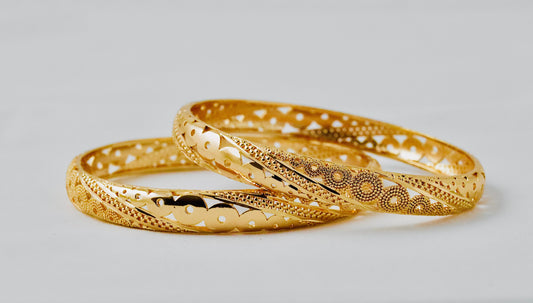 P-Nisa High Gold Polish Small to Big Round Shape Sequence Design Bangles For Women and Girls