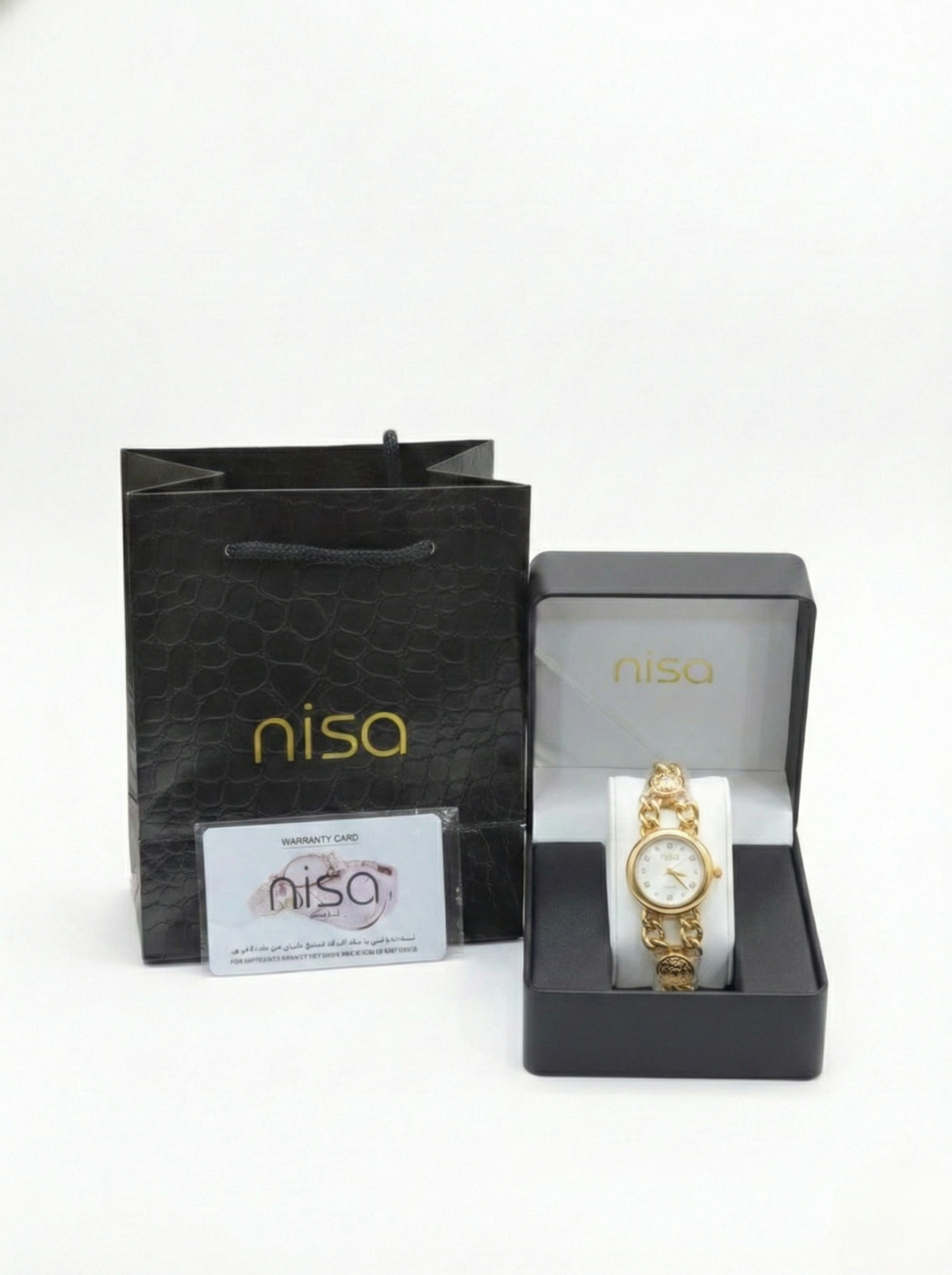 Nisa Elegant Gold Chain-Link Women's Watch